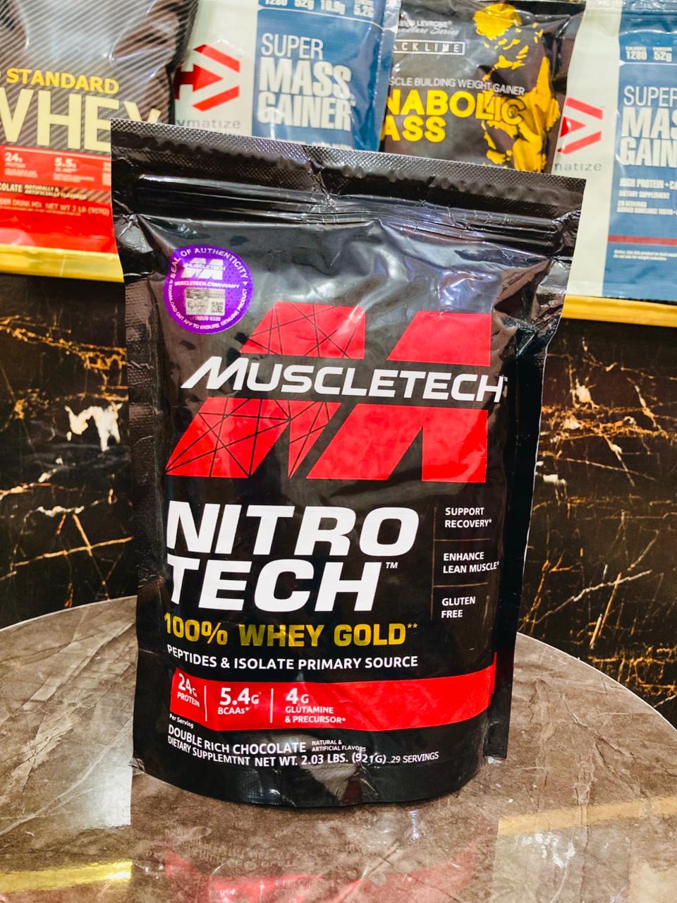 Muscletech NitroTech 100% Whey Gold – Double Rich Chocolate )